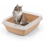 Petit bac liti�re chat beige avec pelle, rebords amovibles anti - fuite sans bpa, clh - 12s