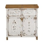 Made in meubles - petit buffet blanc en pin massif bross� bastille
