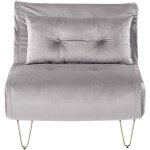 Beliani - petit canap banquette convertible 1 place lit d'appoint en velours gris avec pieds en mtal ...