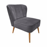 Petit fauteuil bas en velours gris style crapaud - karla