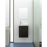 Petit meuble de salle de bain moderne kompact avec miroir et lavabo en resine a charge minerale 60x40x22cm ...