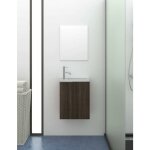 Petit meuble de salle de bain moderne kompact avec miroir et lavabo en resine a charge minerale 60x40x22cm ...