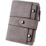 Petit portefeuille femme en cuir avec fermeture �clair, poche � monnaie, fen�tre pour carte d'identit�, ...