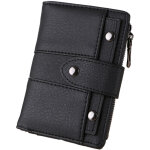 Petit portefeuille femme en cuir avec fermeture �clair, poche � monnaie, fen�tre pour carte d'identit�, ...