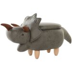Petit tabouret pour enfant en forme de dinosaure tricratops avec coffre de rangement inclus en tissu ...
