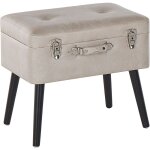 Beliani - petit tabouret moderne et glamour en cuir pu beige avec rangement en forme de valise capitonn ...