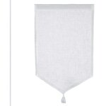 Paire de petits voilages en 100% lin avec pointe et pompon blanc 45x70 cm