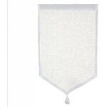 Paire de petits voilages en 100% lin avec pointe et pompon ecru 45x70 cm