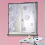 Petit voilage blanc brod� 'ronds m�l�s' 60x160 cm