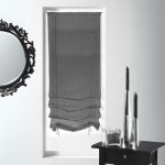 Petit voilage � remonter en organza fantaisie 'goutte d'eau m�tallique' gris clair 90x200 cm