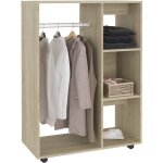 Petite armoire dressing sur roulette 1 penderie 3 �tag�res 80cm - collection event - ch�ne clair
