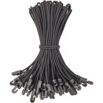 Petite corde �lastique avec crochet pour b�ches, camping, tentes, 50 pi�ces, 30 cm (noir)