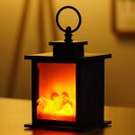Petite lanterne de chemine traditionnelle confortable, faite de lampe de table led de style charbon ...