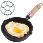 Petite po�le en fonte pour ?ufs au plat 11 cm - mini po�le � ?ufs avec poign�e - portable - petite po�le ...