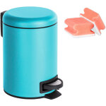 Petite poubelle salle de bain  pdale 3l, leman bleu, lot de 2 ponges offertes - wenko