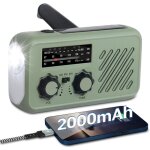 Petite radio portable, radio d'urgence fm / am avec batterie solaire rechargeable et manivelle dynamo ...