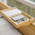 Sobuy ? table de chevet suspendue en bambou 36x25x9 cm ? capacit� 2, 5 kg ? installation sans outil ? ...
