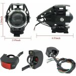 Phare moto feux additionnels, u5 phares avant de moto anti brouillard projecteur spot led moto 125w 3000lm ...