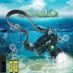 Phare de plong�e � led haute lumens lampe frontale de natation rechargeable de 2000 lumens 3 modes d'�clairage ...
