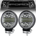 Phare de travail led tracteur 2 x 102w 4  led projecteur ronde phares longue portee led ip68 spot flood ...