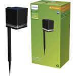 Lampadaire d'extrieur solaire philips led 929004658801 virona led led intgre 1. 8 w noir