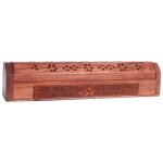 Phoenix import - boite porte encens en bois motif ganesh