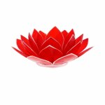 Porte bougie fleur de lotus rouge et argent 1er chakra Porte bougie fleur de lotus rouge et argent 1er chakra