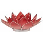 Porte bougie fleur de lotus rouge nuancé et argent 1er chakra Porte bougie fleur de lotus rouge nuancé et argent 1er chakra