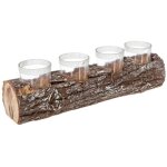 Bougeoir centre de table rondin en bois 4 photophores en verre - feeric christmas