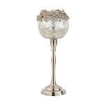Paris prix - photophore sur pied en mtal 'bijou' 33cm argent