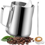 Pichet lait inox, 350ml pot à lait avec lignes de mesure et latte art pen, milk frother, pichets - mousseurs ... Pichet lait inox, 350ml pot à lait avec lignes de mesure et latte art pen, milk frother, pichets - mousseurs ...