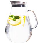 Pichet en verre de 1, 8 litre, pichet � eau avec couvercle amovible et poign�e large, pichet � jus facile ...