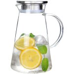 Pichet en verre de 2, 0 litres avec couvercle, carafe � eau en verre r�sistant � la chaleur facile � ...