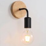 Pi�ces appliques murales vintage en bois, lampes murales interieur industrielle e27 pour chambre, salon, ...
