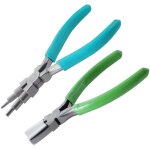 Pi�ces de pinces � bijoux bleues � six sections + pinces en nylon � nez plat vert