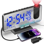 Pièce (signe bleu) température et humidité multifonction radio projection réveil créatif led miroir horloge ... Pièce (signe bleu) température et humidité multifonction radio projection réveil créatif led miroir horloge ...