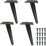 Pieds fusel�s noirs en m�tal, pieds de meubles de c�ne - 10 cm - pieds de meubles obliques - pour canap�, ...