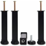 Pieds de lit en m�tal � visser, universels, noirs, sans per�age, hauteur r�glable : 20 cm ( + 2 cm), ...