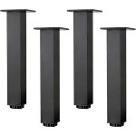 Pieds de meubles en alliage d'aluminium 4 pi�ces 35cm ? r�glables en hauteur noir mat, avec vis inclus ...