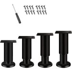Pied de meubles r�glables en m�tal, 4 pack pieds de lit 18 - 30cm, pied sommier � lattes, pied meuble ...