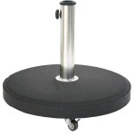 Pied de parasol rond � roulettes noir 25kg en b�ton et inox - hesp�ride