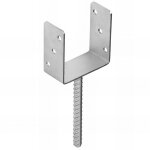 Fixtout - pied de poteau lourd en u zingu  ancrer - 141 x 120 x 4 mm
