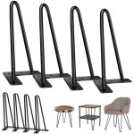Pieds de table en m�tal noir, 25 cm, 4 pi�ces, pieds en �pingle � cheveux, pieds de meubles, pieds de ...