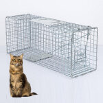 Pi�ge � animaux enti�rement automatique, argent�, 60x20x18cm, portable et pliable