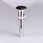 Piezzi - bonde pour vasque + cache rond en c�ramique noire mat - salle de bain