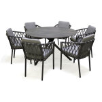 Pilat - ensemble repas de jardin 6 places en aluminium - paris garden