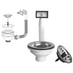 Pilettone 3 1 / 2 avec bouchon � clapet et trop - plein ? pour lavabos en inox et synth�tiques