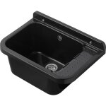 Lavabo mural 50 cm en polypropyl�ne brillant ? couleur noir brillant ? r�sistant aux acides et aux agents ...