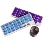 Pilulier, lot de 2, grand format, 31 jours, sans bpa, plastique, prise quotidienne, violet / bleu
