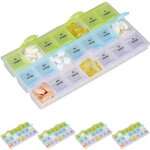 Pilulier 7 jours 3 compartiments, lot de 5, bo�te m�dicaments, semainier matin soir comprim�s, transparent ...